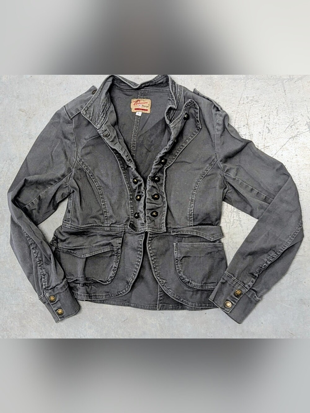Y2K Funhouse Military Jacket Steampunk Utility Moto Large